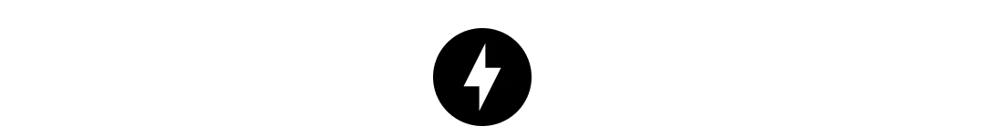 White lightning bolt icon on a black background.