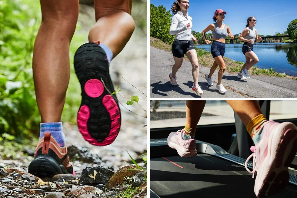 various running activities including trail running jogging by a river and treadmill running various running activities including trail running jogging by a river and treadmill running