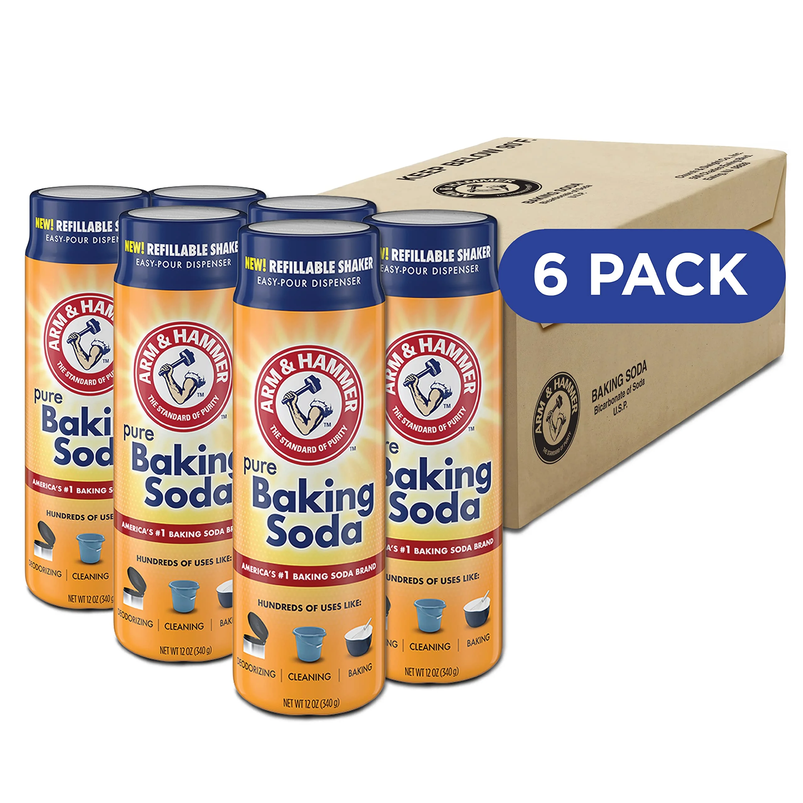 Pure Baking Soda Shaker - 12 Oz - (Pack of 6) Pure Baking Soda Shaker - 12 Oz - (Pack of 6)