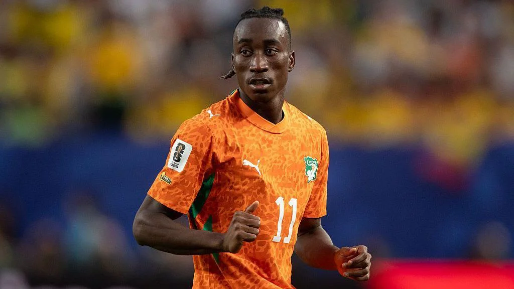 Ivory Coast winger Yan Diomande looks on during his team's World Cup victory over Ecuador
